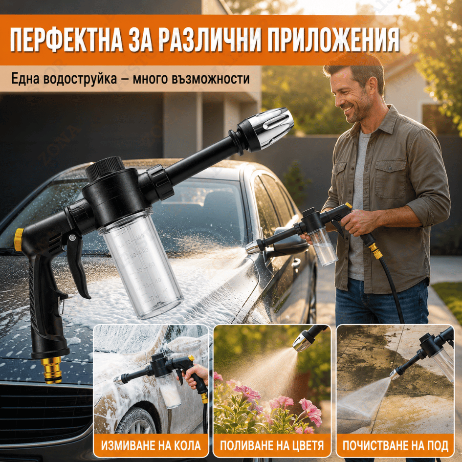 Многофункционална водоструйка – регулируема с множество режима (накрайник без маркуч)