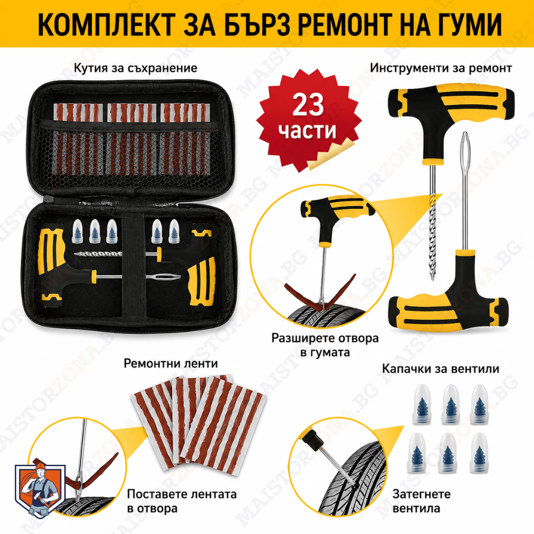 Комплект за бърз ремонт на гуми на път